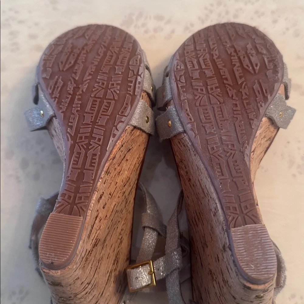 Matt Bernson Gray Strappy Cork Wedge Sandals – Women’s Size 7 - Picture 6 of 13